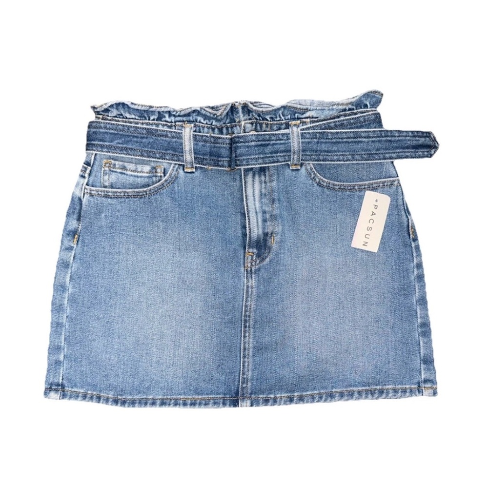 Pacsun Denim Paperbag Waist Belted Mini Skirt Size 26 (0-2) NWT